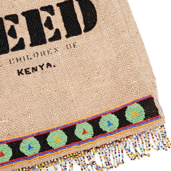 FEED 2 Kenya Beaded Burlap Messenger Crossbody Bag - Picture 2 of 2